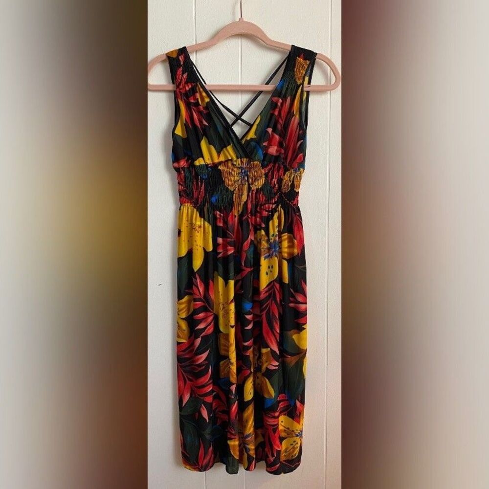 Dress Women’s Small Multicolored Floral Silk Blend Baby Doll Sleeveless Party